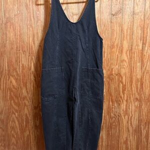 Free People Black Denim Utility Jumpsuit
